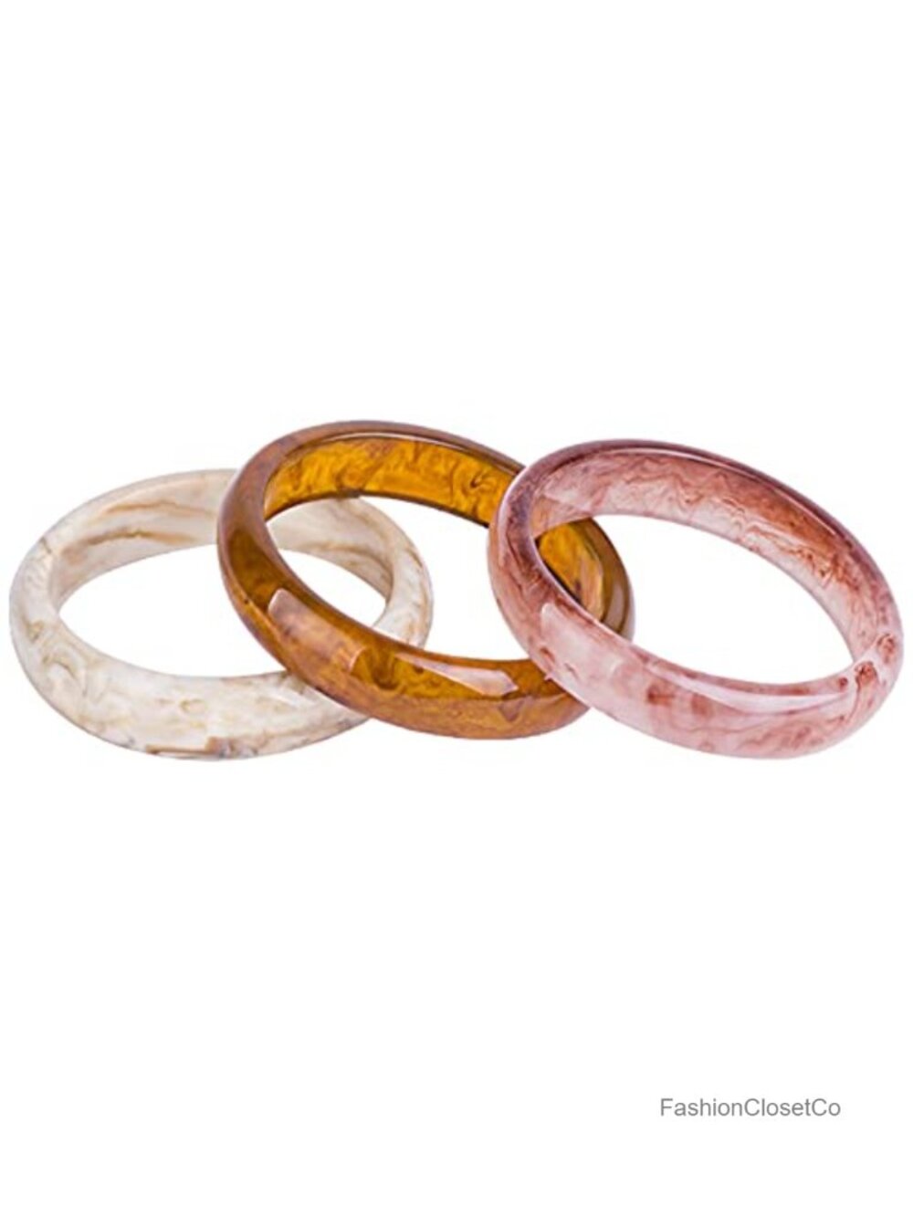 Acrylic Resin Cuff Bangle Bracelet Set of 3 Stackable Geometric Wristbands